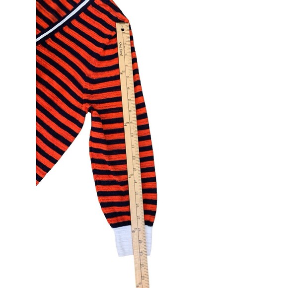 J.Crew Striped 3/4 Sleeve Knit Cardigan Women's L Tomato Red Navy Blue White - Picture 12 of 13